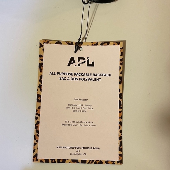 APL Packable Convertible Backpack Leopard Beige Black Print Great for Travel - Picture 9 of 12